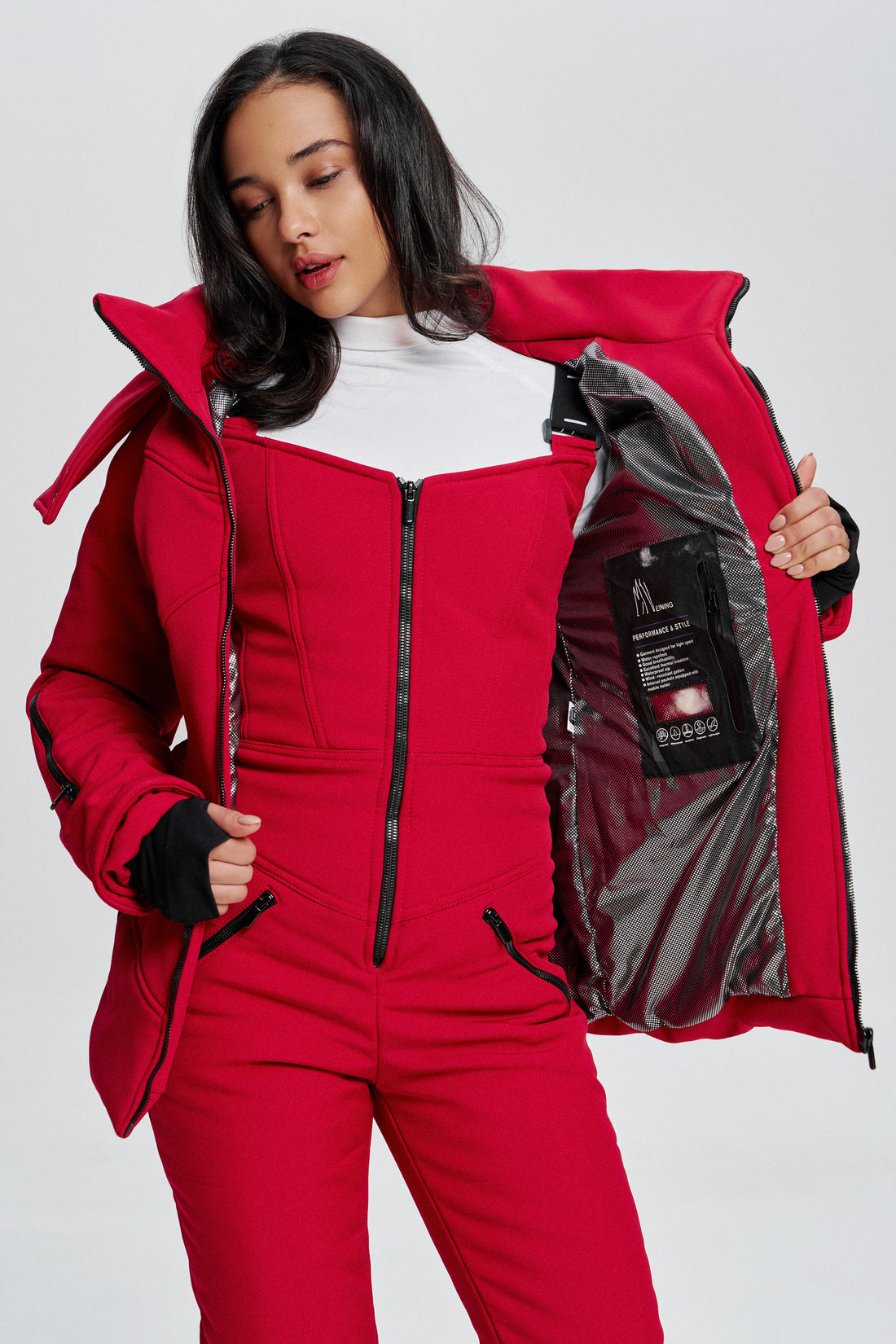 Ski jacket - MONBLAN RED - Ski coat waterproof for womens ski outfit