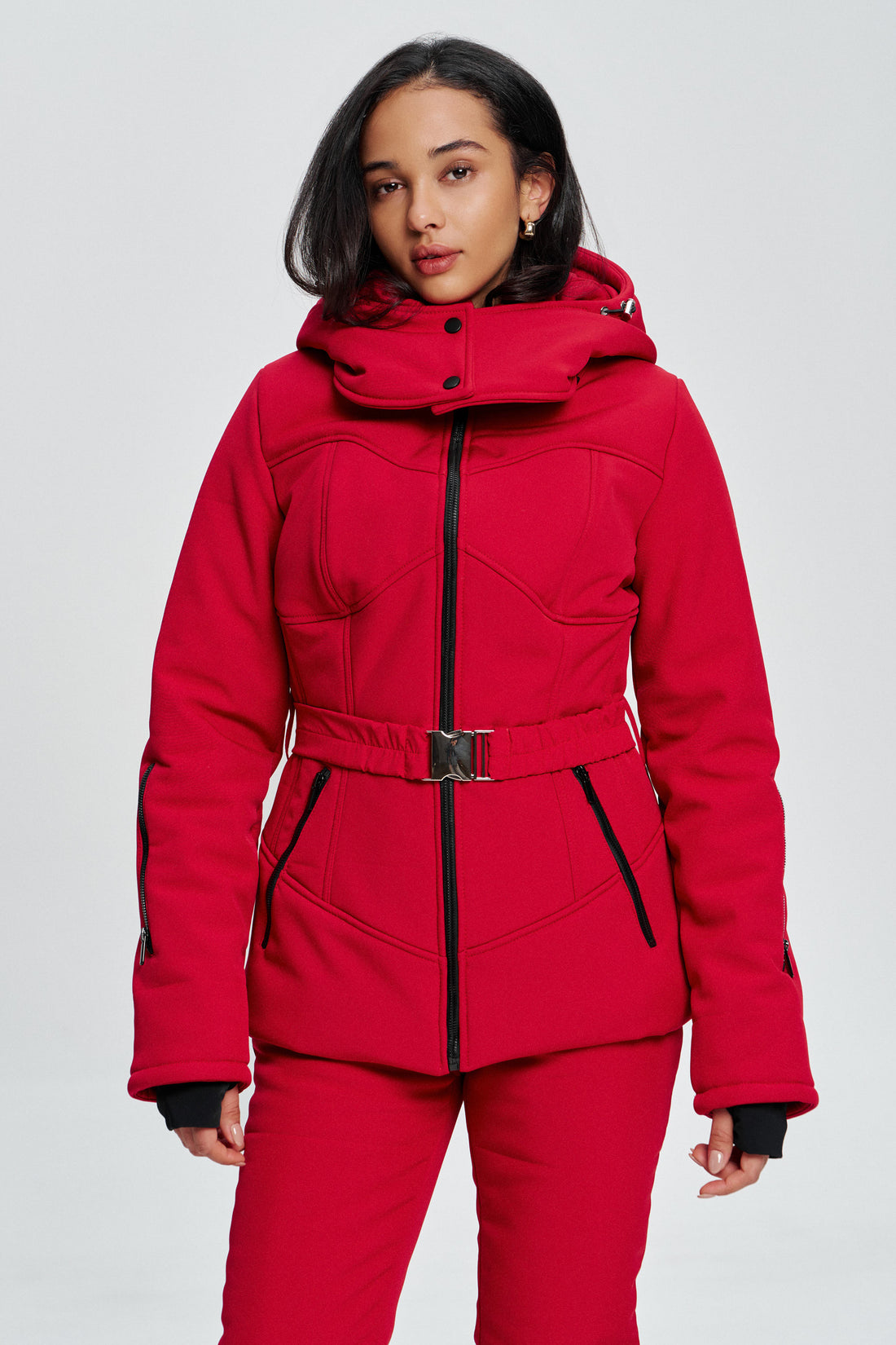 Ski jacket - MONBLAN RED - Ski coat waterproof for womens ski outfit