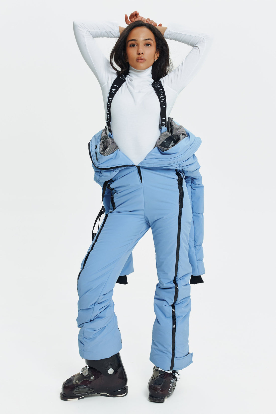 Skioverall GROFA - BABY BLUE Woman ski jumpsuit ski outfit one piece snowsuit for winter wear clothing