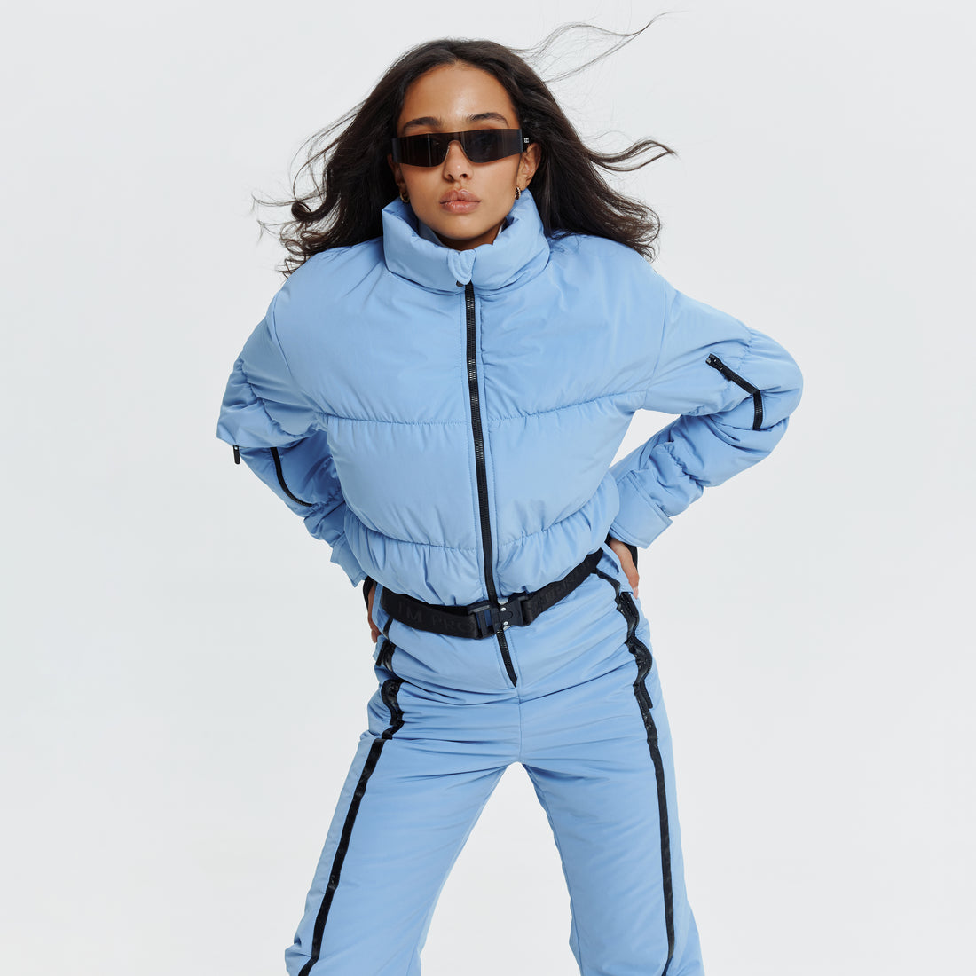 Skioverall GROFA - BABY BLUE Woman ski jumpsuit ski outfit one piece snowsuit for winter wear clothing
