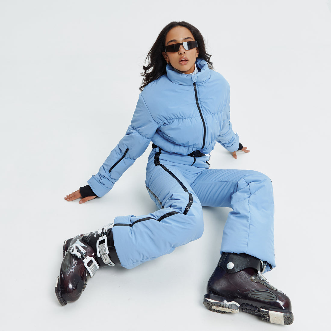 Skioverall GROFA - BABY BLUE Woman ski jumpsuit ski outfit one piece snowsuit for winter wear clothing