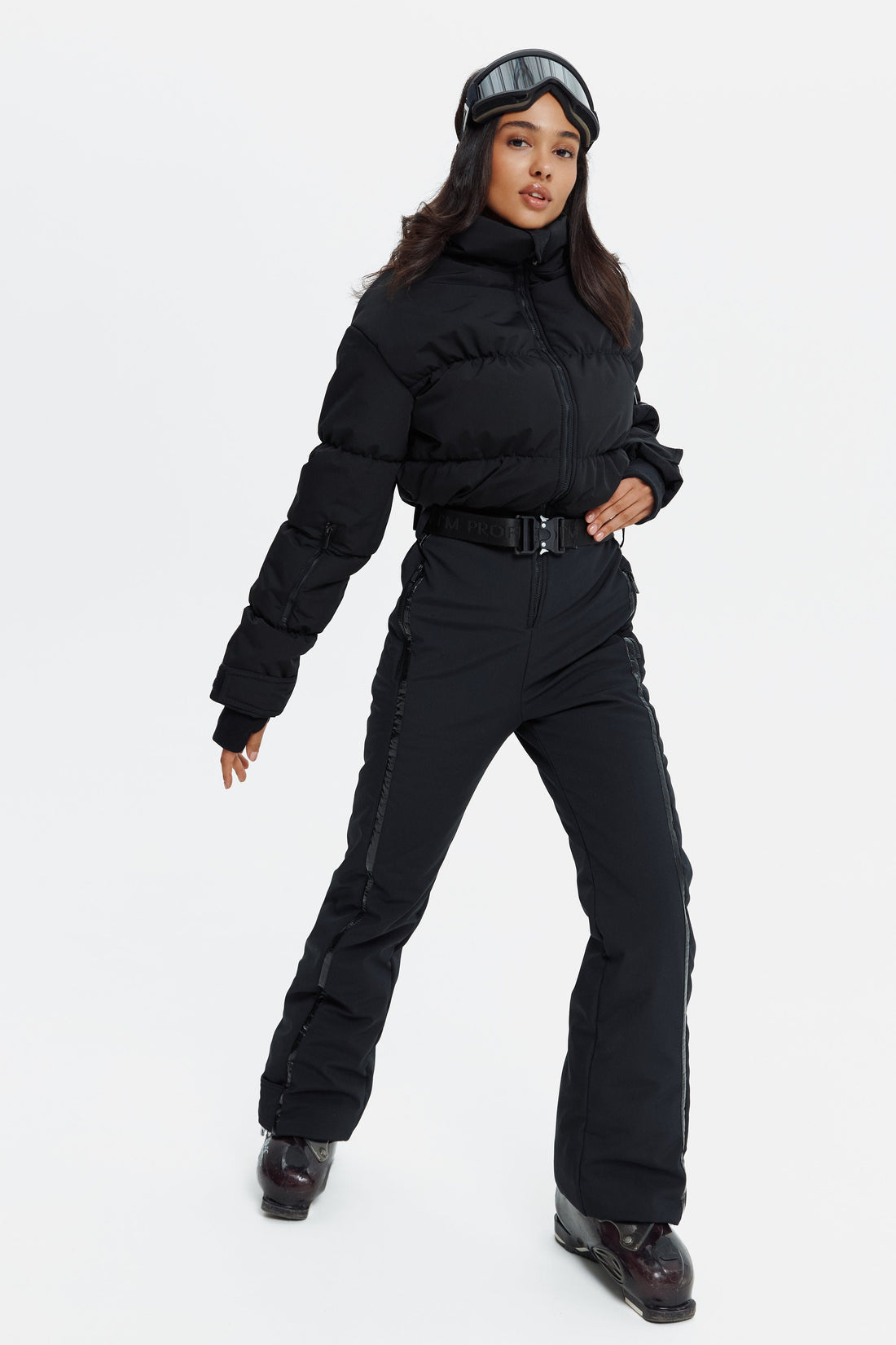 Ski clothes stylish GROFA - FULL BLACK Woman ski one piece outfit adult ladies snowsuit for winter outerwear