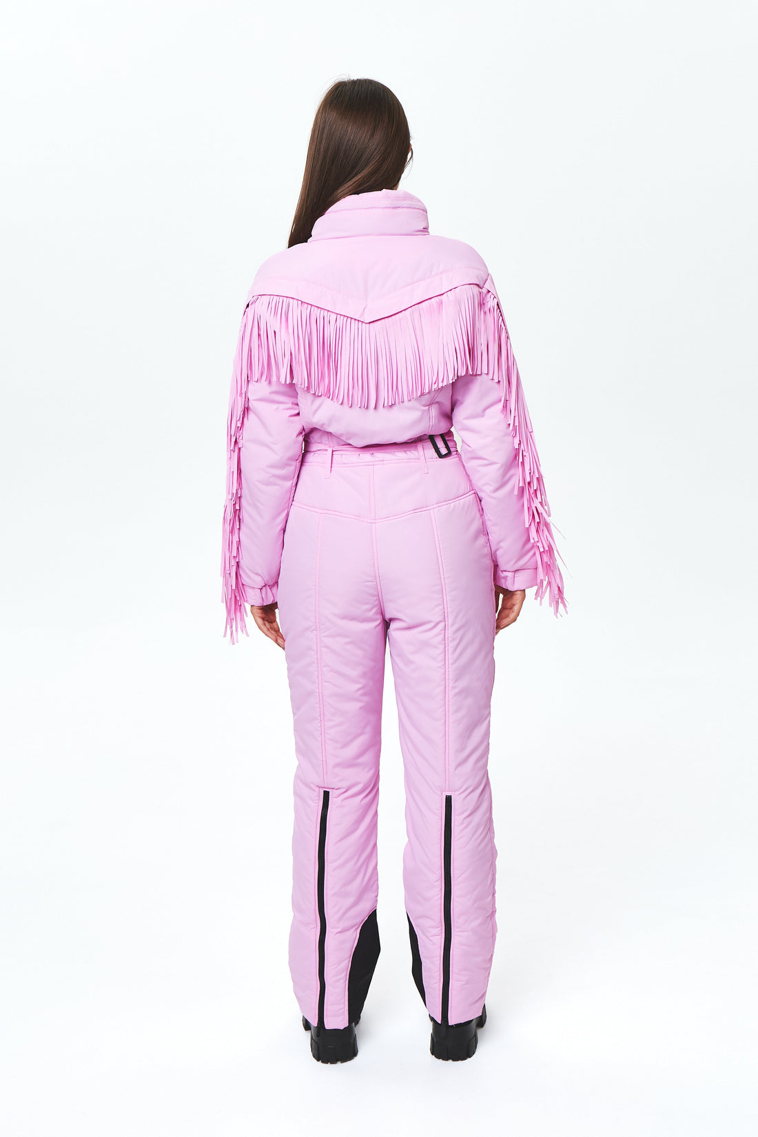 Fringed ski one piece - BONA - Blush pink - Fashion ski cowgirl outfit for winter outdoor