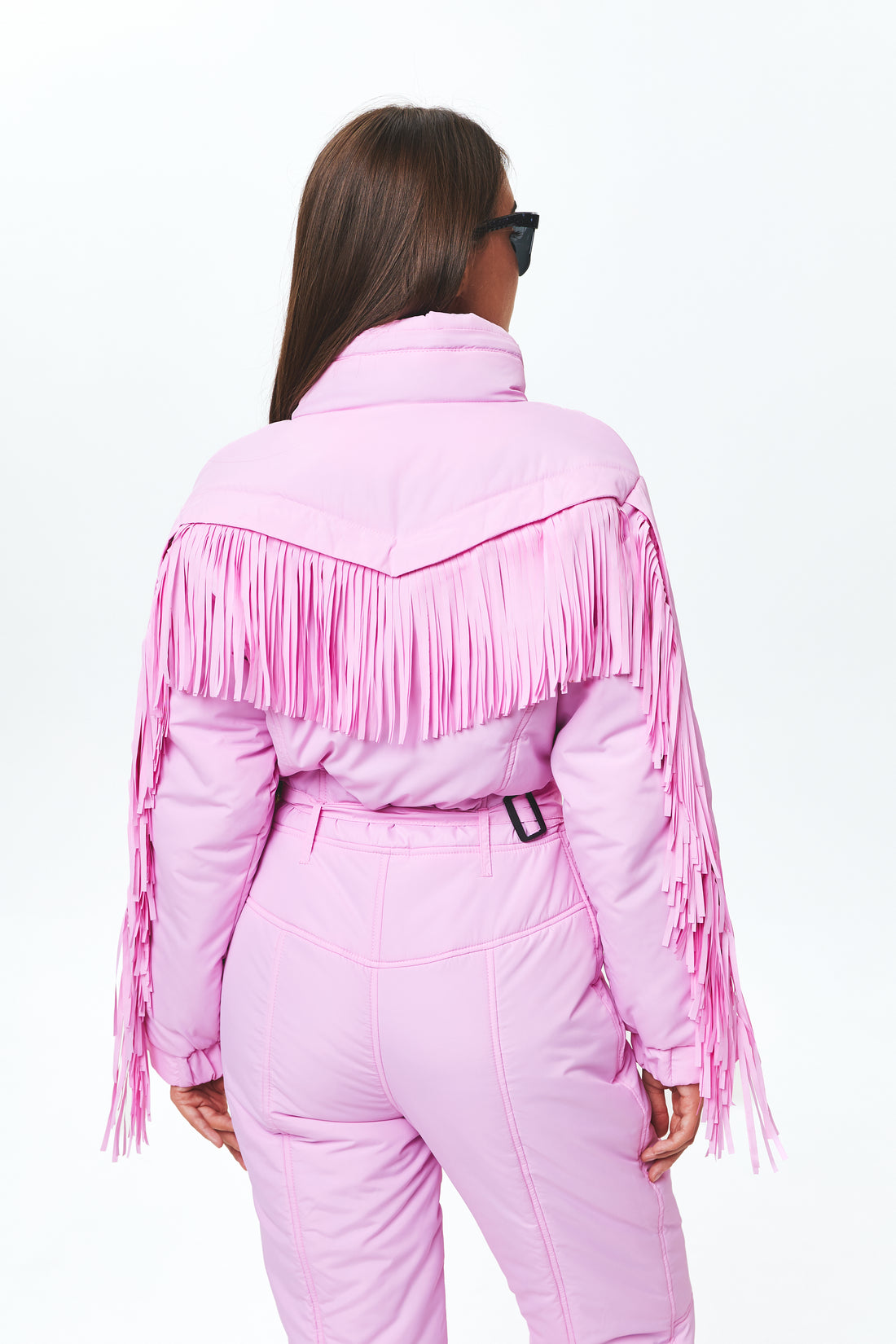 Fringed ski one piece - BONA - Blush pink - Fashion ski cowgirl outfit for winter outdoor
