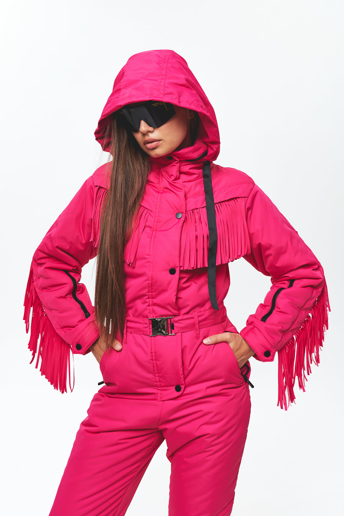 Ski suit women with fringe - BONA - HOT PINK - One piece snowsuit for winter sport