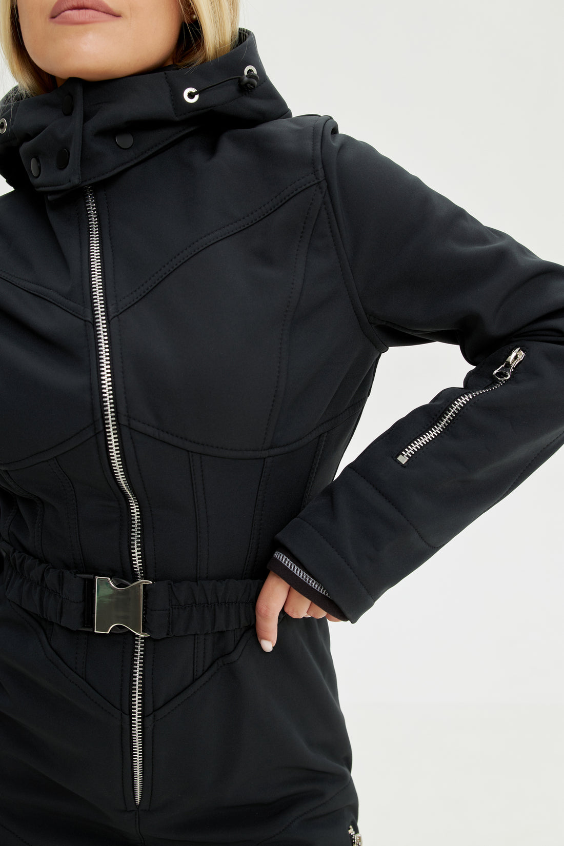 Skisuit with skinny pants TABLE - BLACK Slim fit ski suit for chic winter vacation outfit