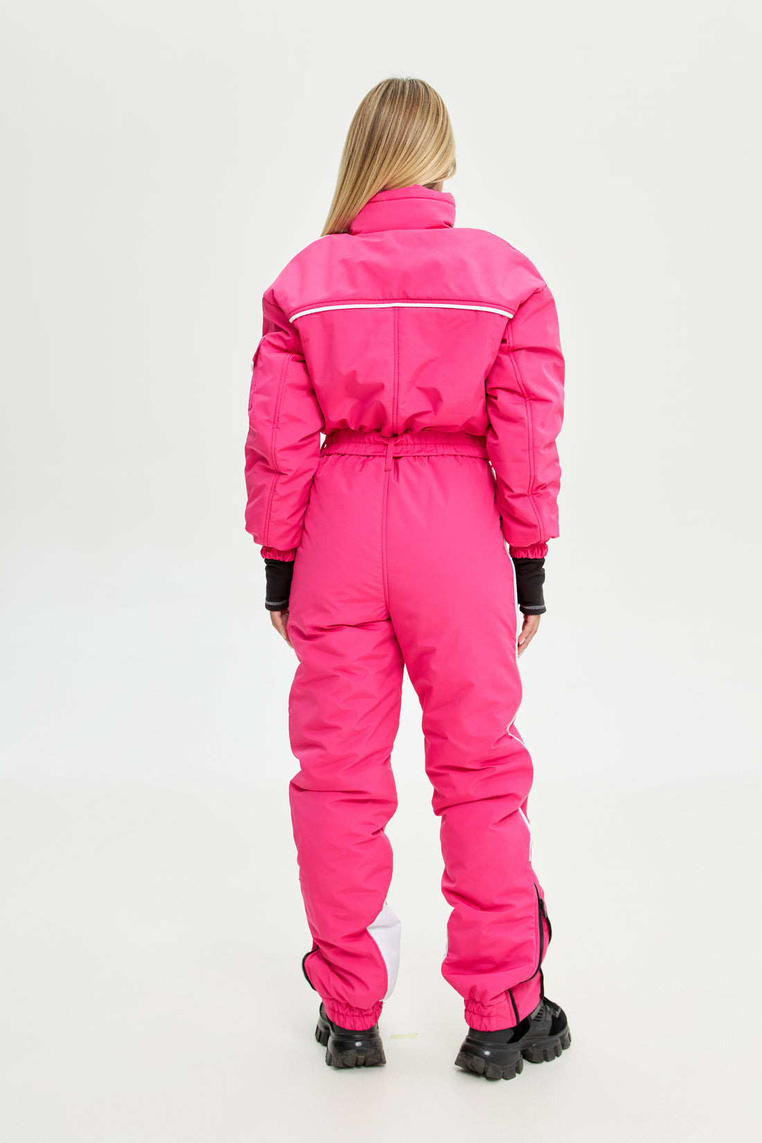 Hot pink ski suit BLANC - PINK with white edging - One piece ski suit for women
