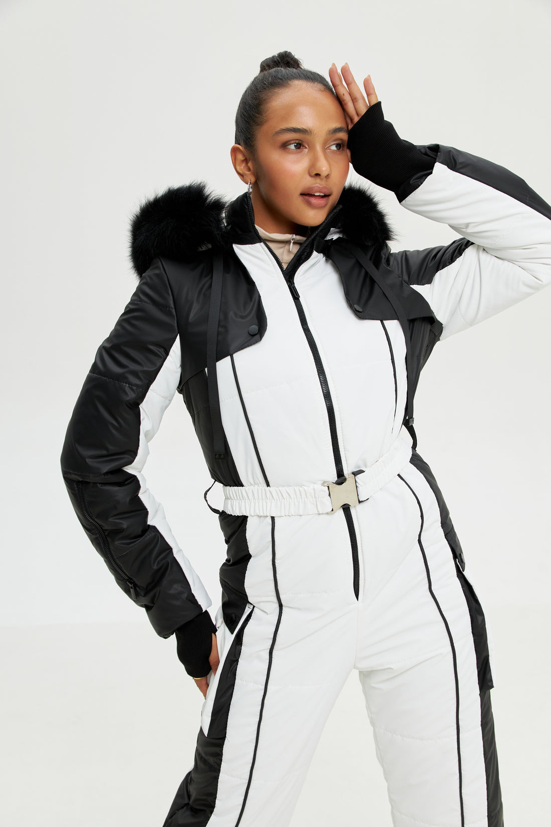 White skisuit one piece ETNA - White one piece - Snowsuit women outfit for ski trip