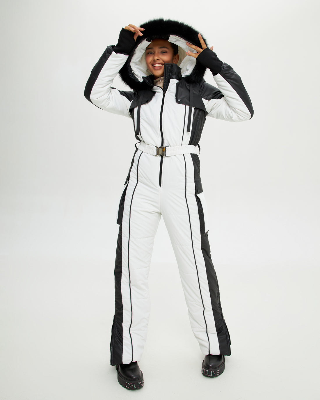 White skisuit one piece ETNA - White one piece - Snowsuit women outfit for ski trip