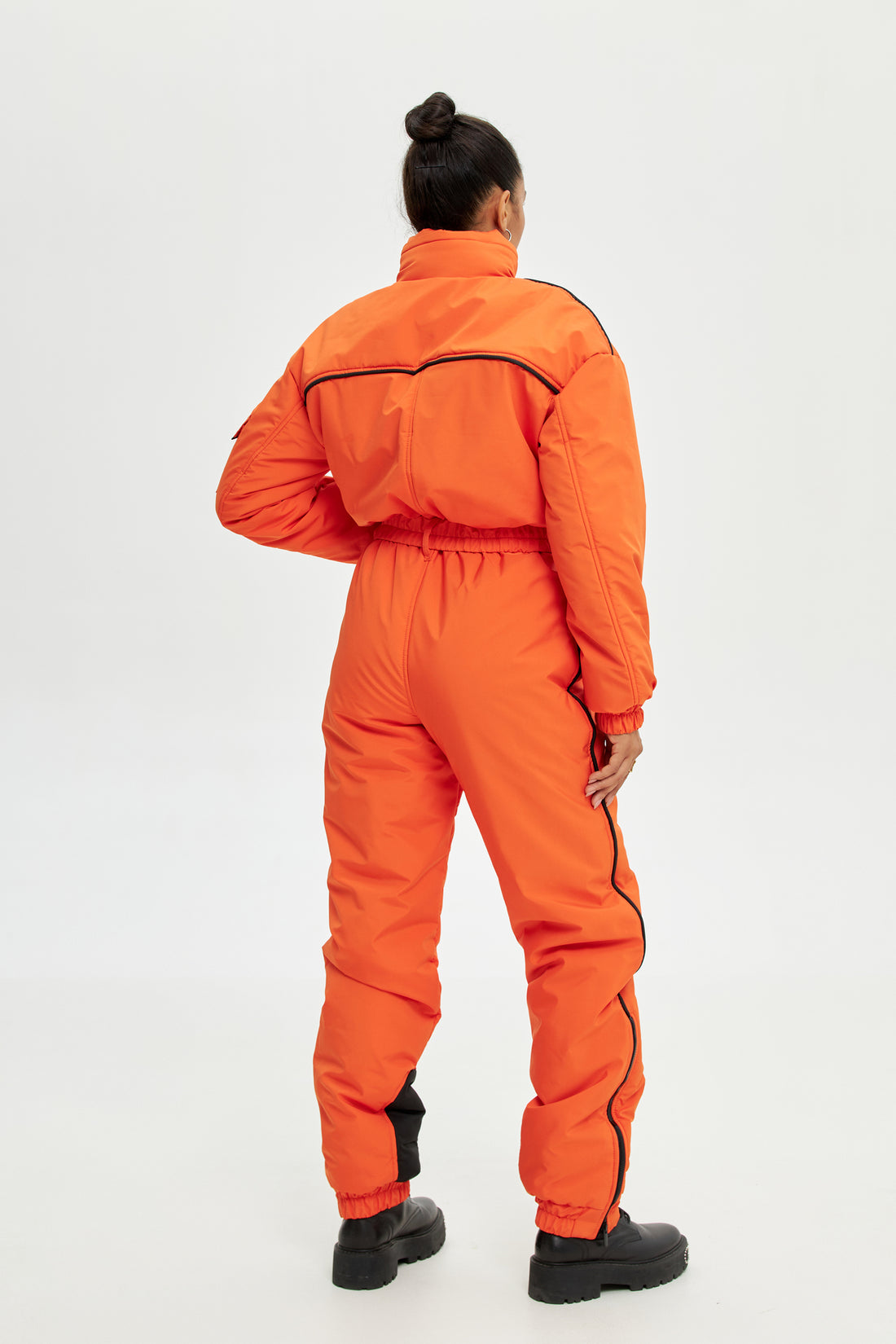 Orange ski suit BLANC - ORANGE with black edging - Waterproof womens ski clothing for ski trip outfit