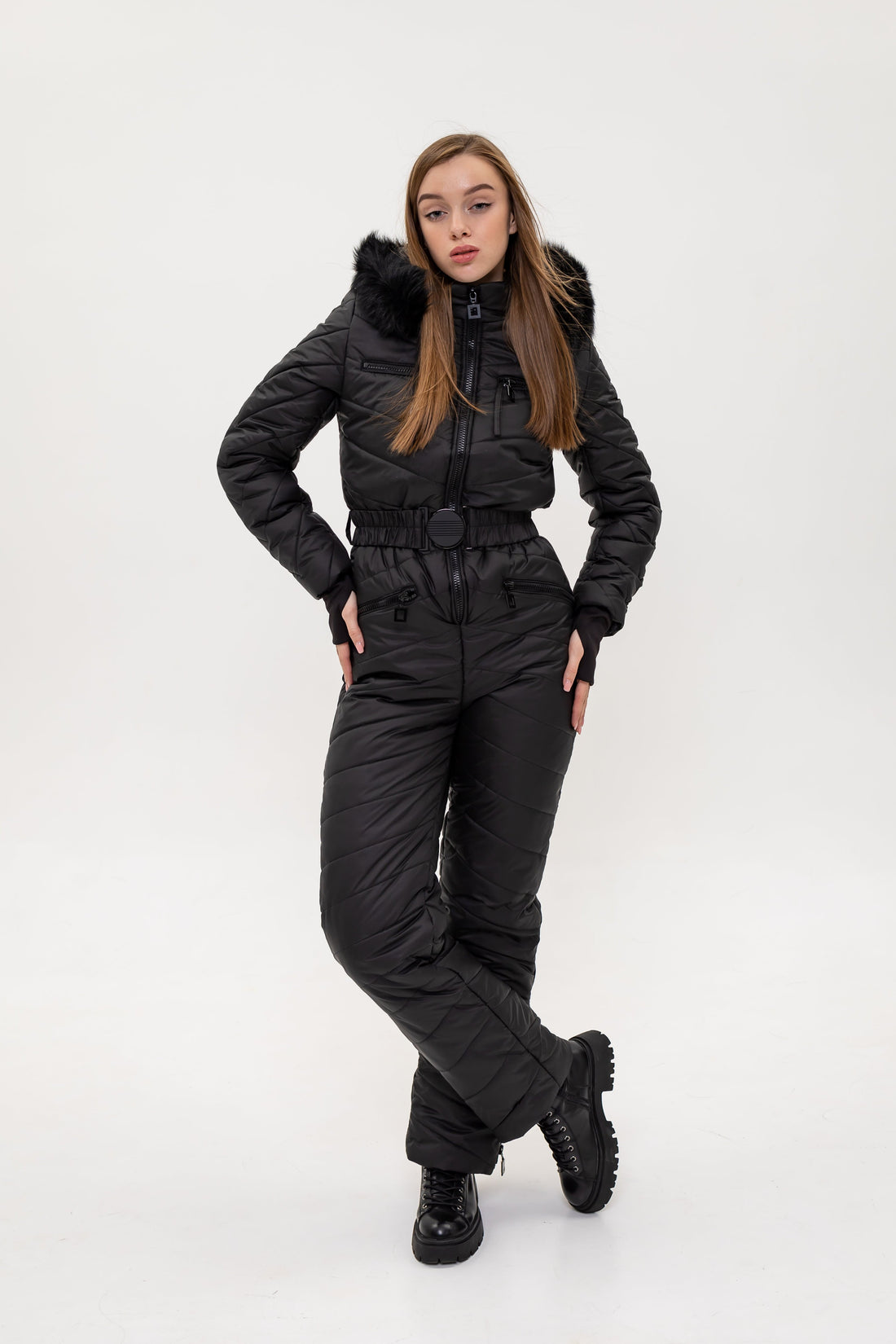 Full black snowsuit ELIAS - BLACK skiing outfit for women fashion winter wear ski jumpsuit