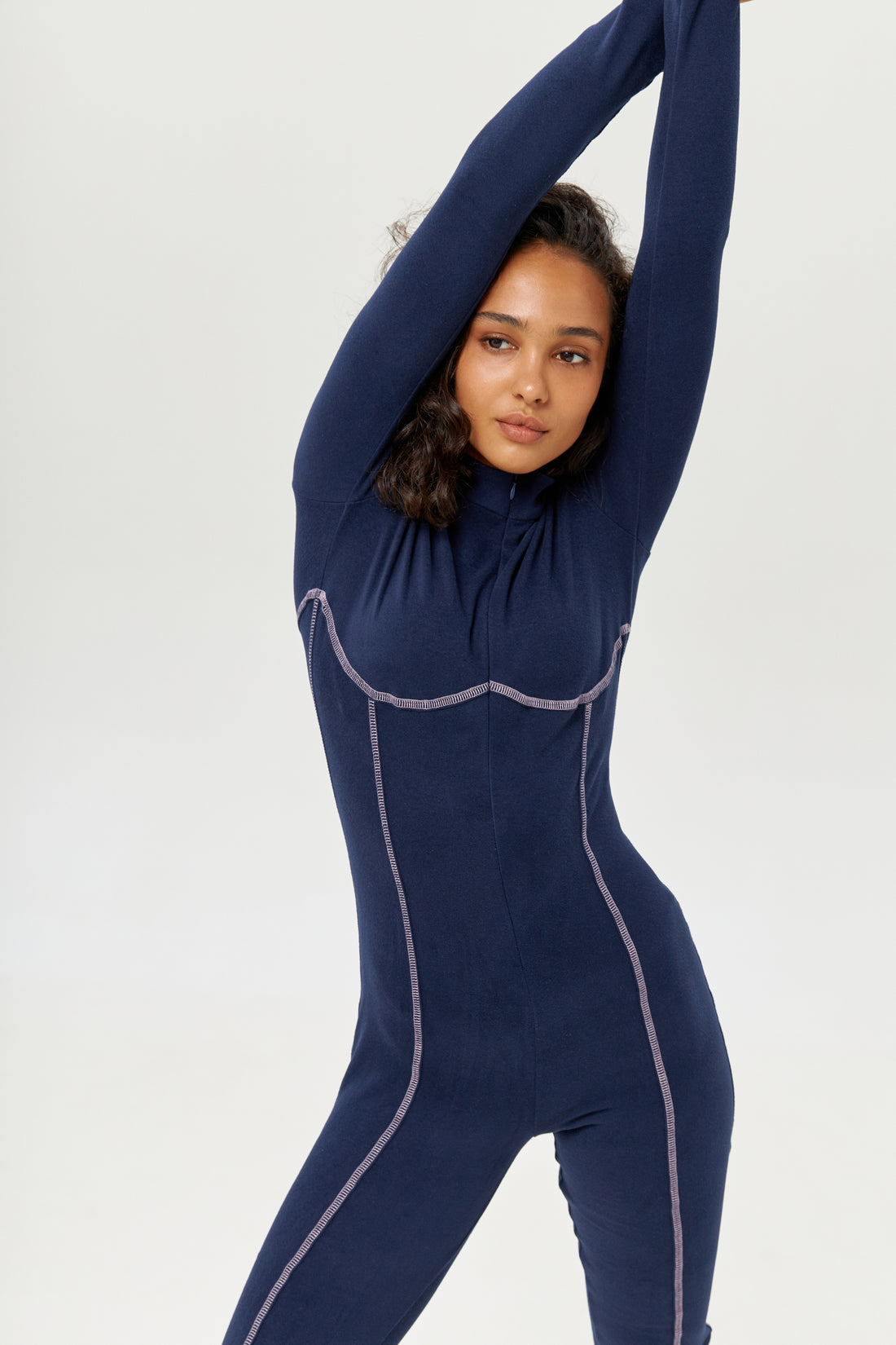 Base layer black jumpsuit - Thermal underwear navy blue one piece - Long johns for women