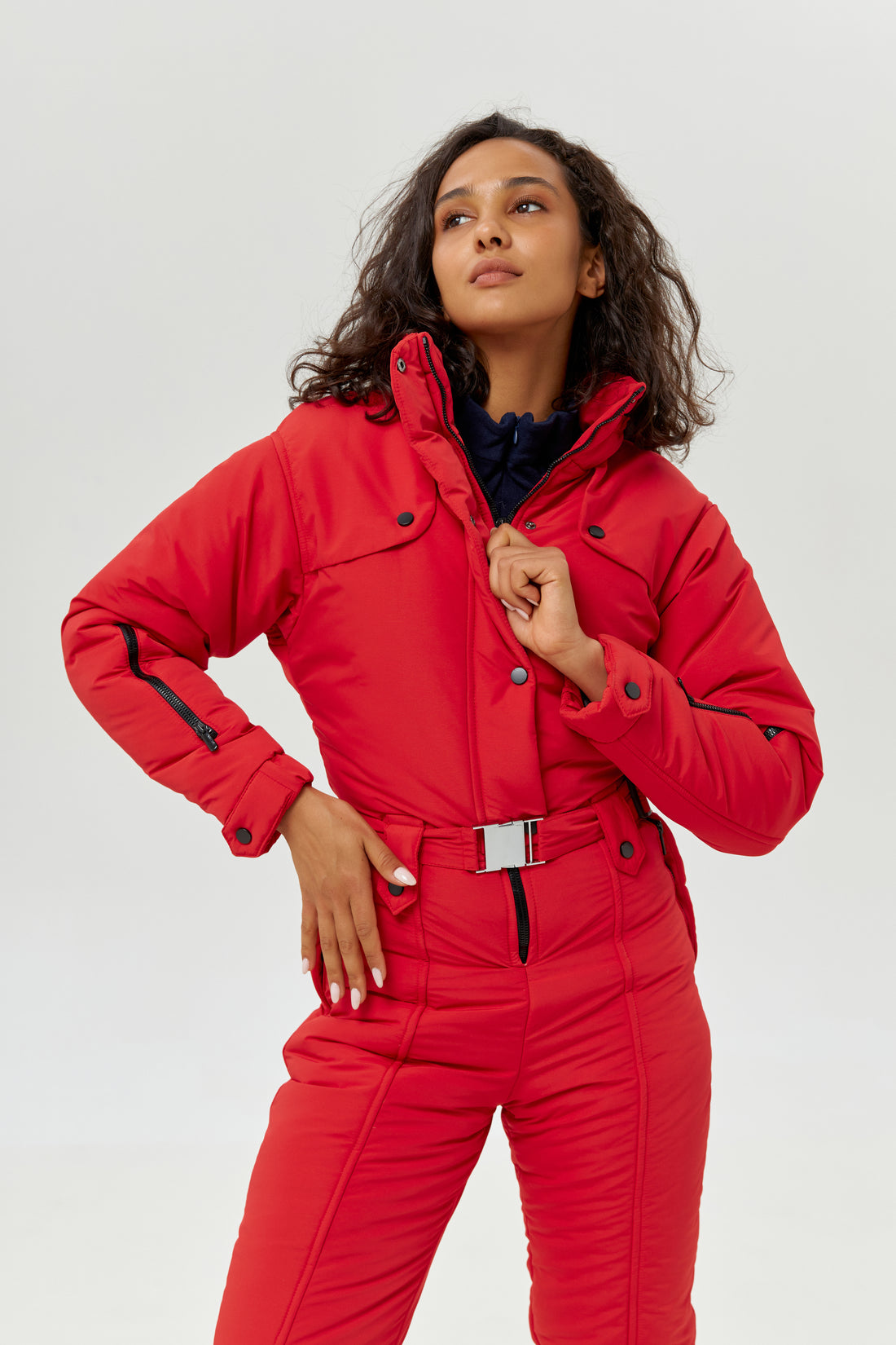 Red waterproof snowsuit - RAINIER - RED membrana - Winter onesie ski suit for women