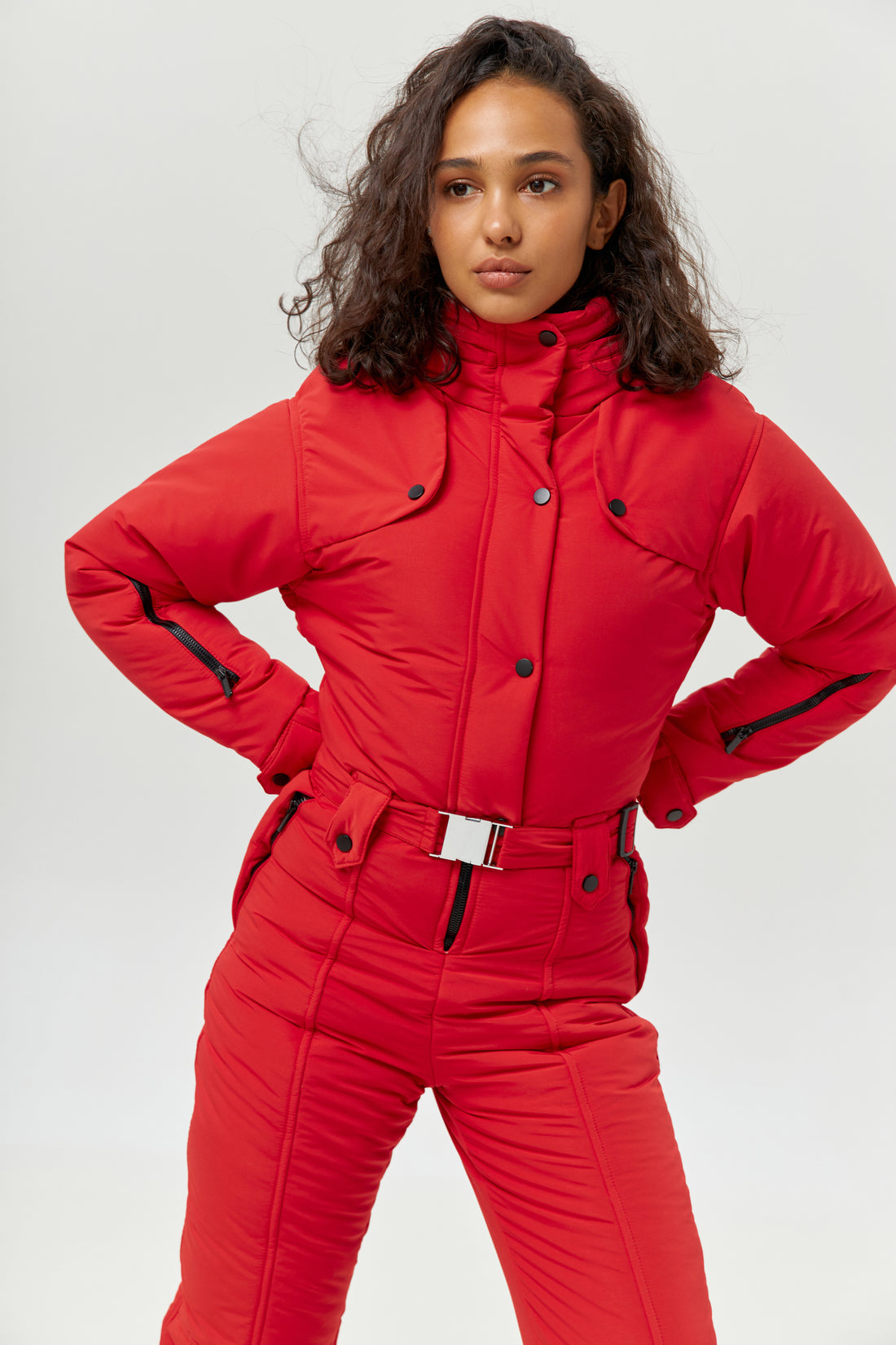 Red waterproof snowsuit - RAINIER - RED membrana - Winter onesie ski suit for women