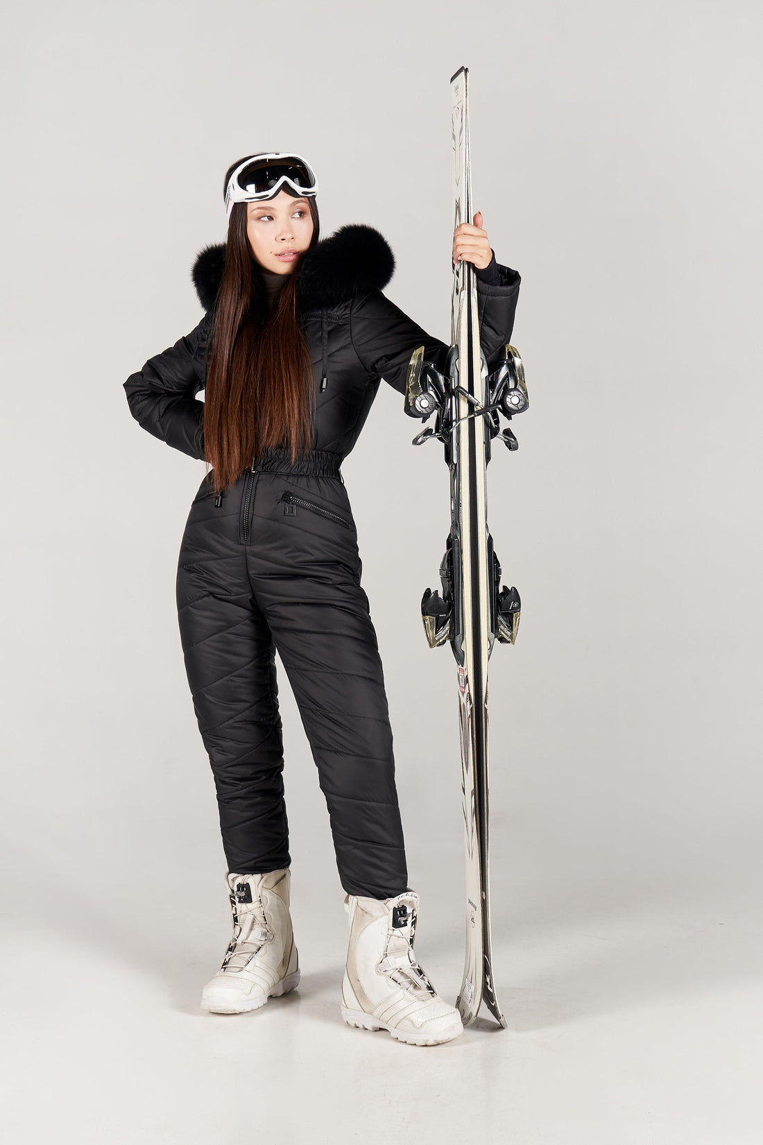 Full black snowsuit ELIAS - BLACK skiing outfit for women fashion winter wear ski jumpsuit