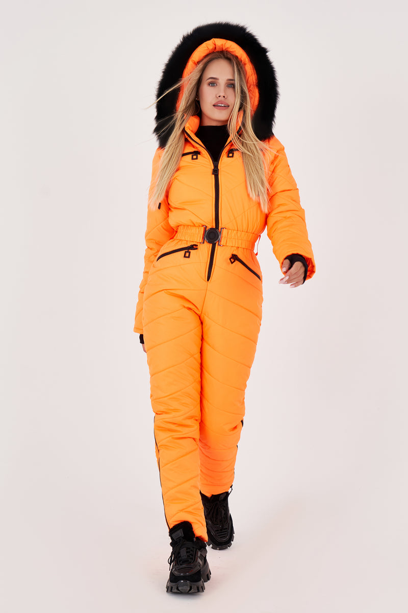 Orange Roma printed ski suit