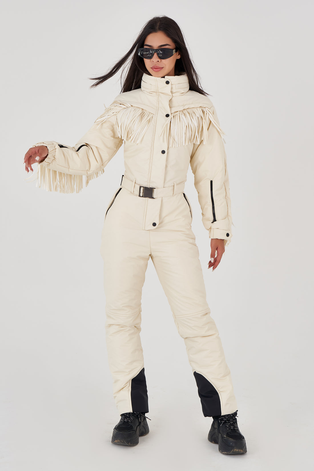 Fringe skiing outfit women - BONA - IVORY - Ski clothes women