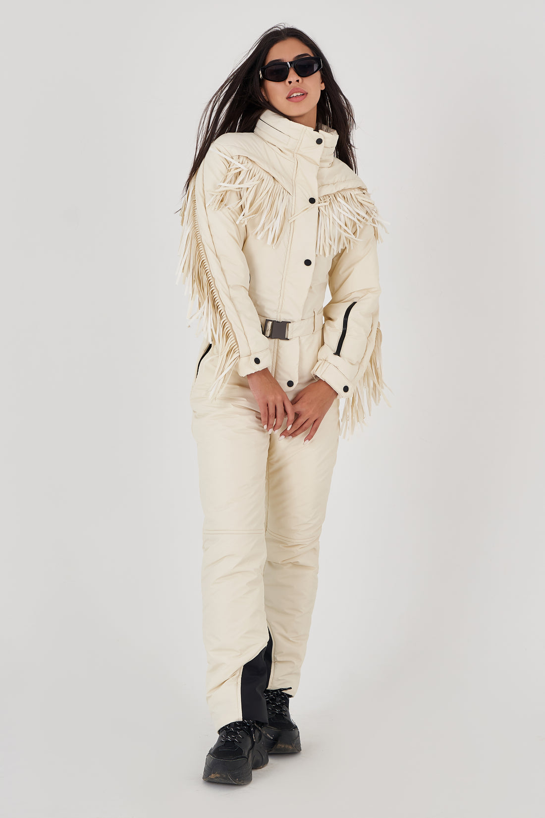 Fringe skiing outfit women - BONA - IVORY - Ski clothes women