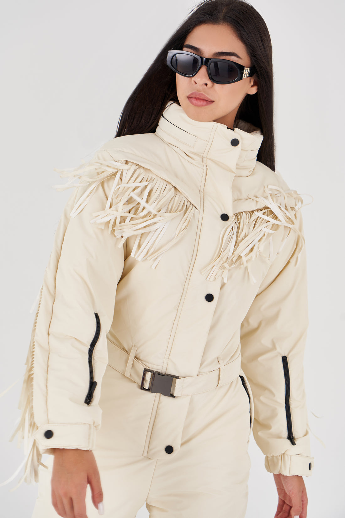 Fringe skiing outfit women - BONA - IVORY - Ski clothes women