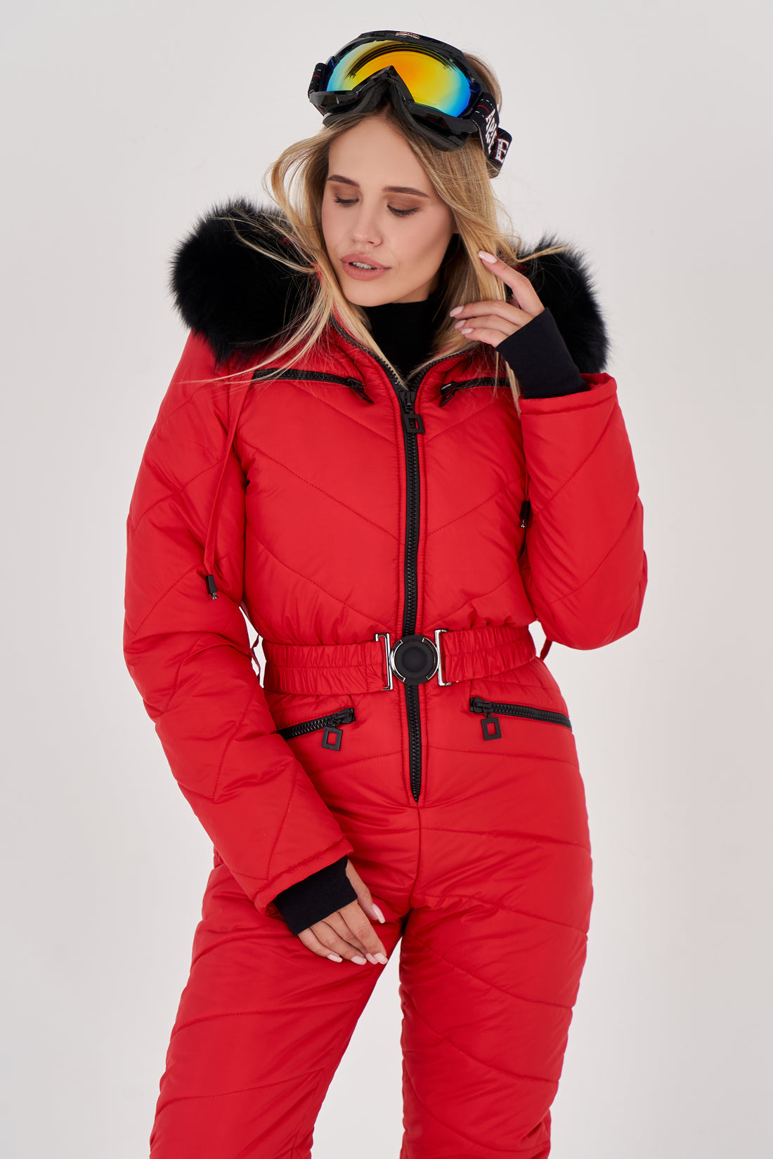 Warm snowsuit one piece for woman - ELIAS - RED winter outwear