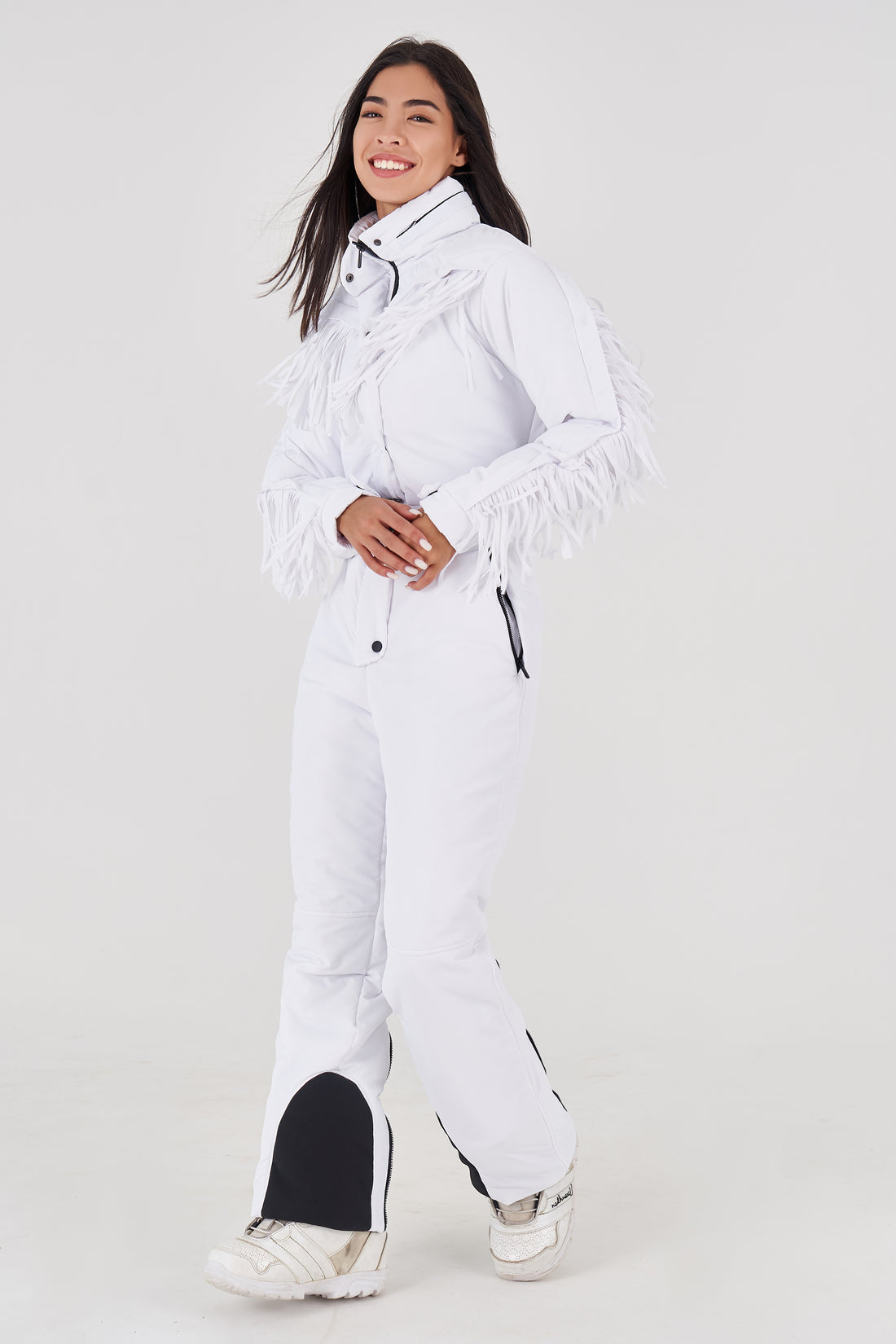 Ski suit stylish - BONA - WHITE fringe - Snowsuit with tassels for winter sport