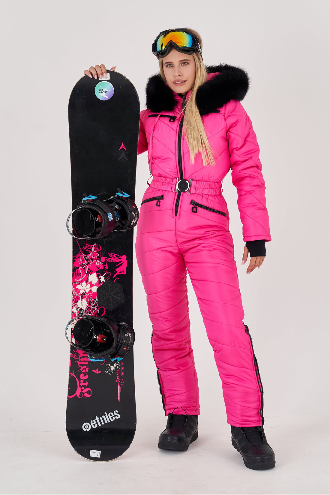 Pink warm winter jumpsuit  - ELIAS - PINK - women's one piece snowsuit