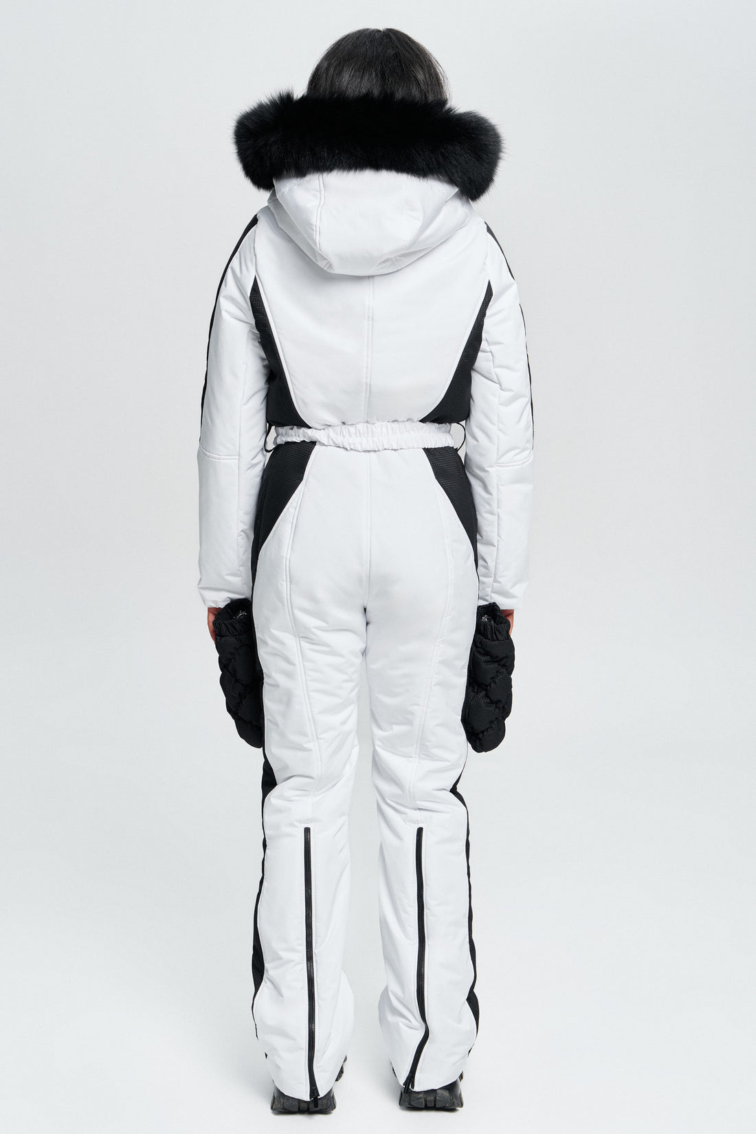 One piece ski jumpsuit for women Palmyra - White Women's ski suit with hood and fur