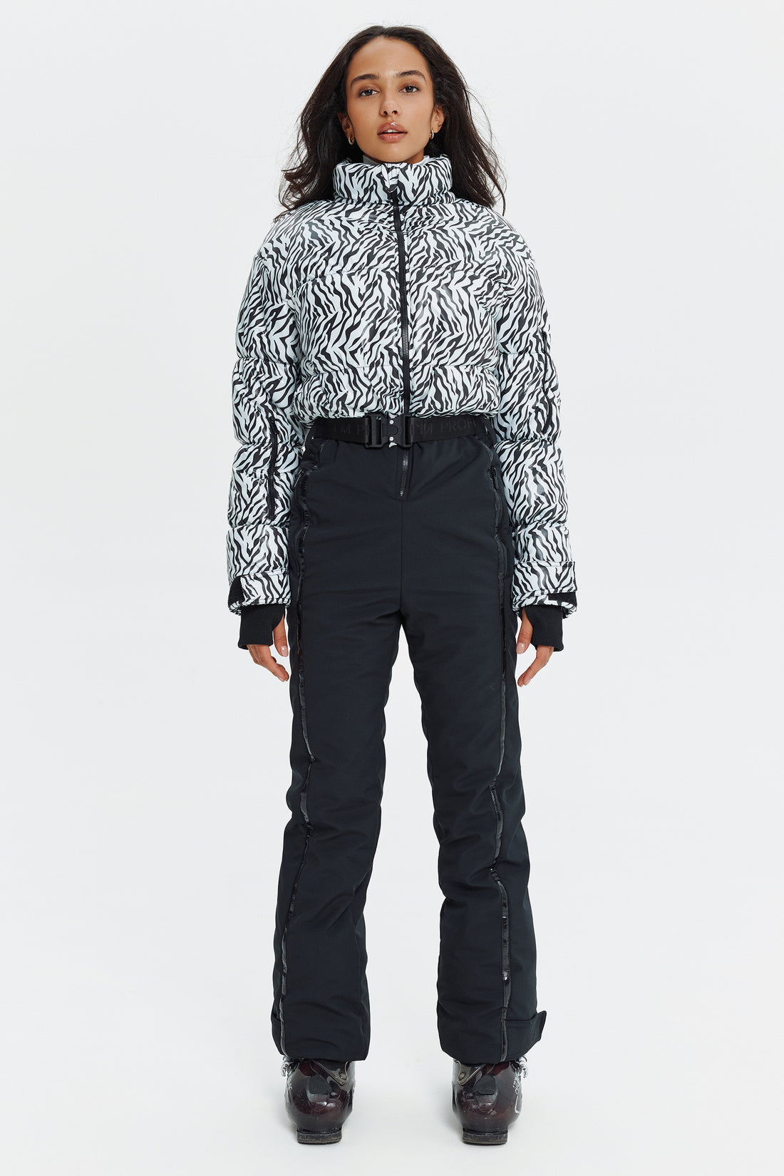 Women's Ski Suit One Piece GOFRA- BLACK ZEBRA PRINT| Ski