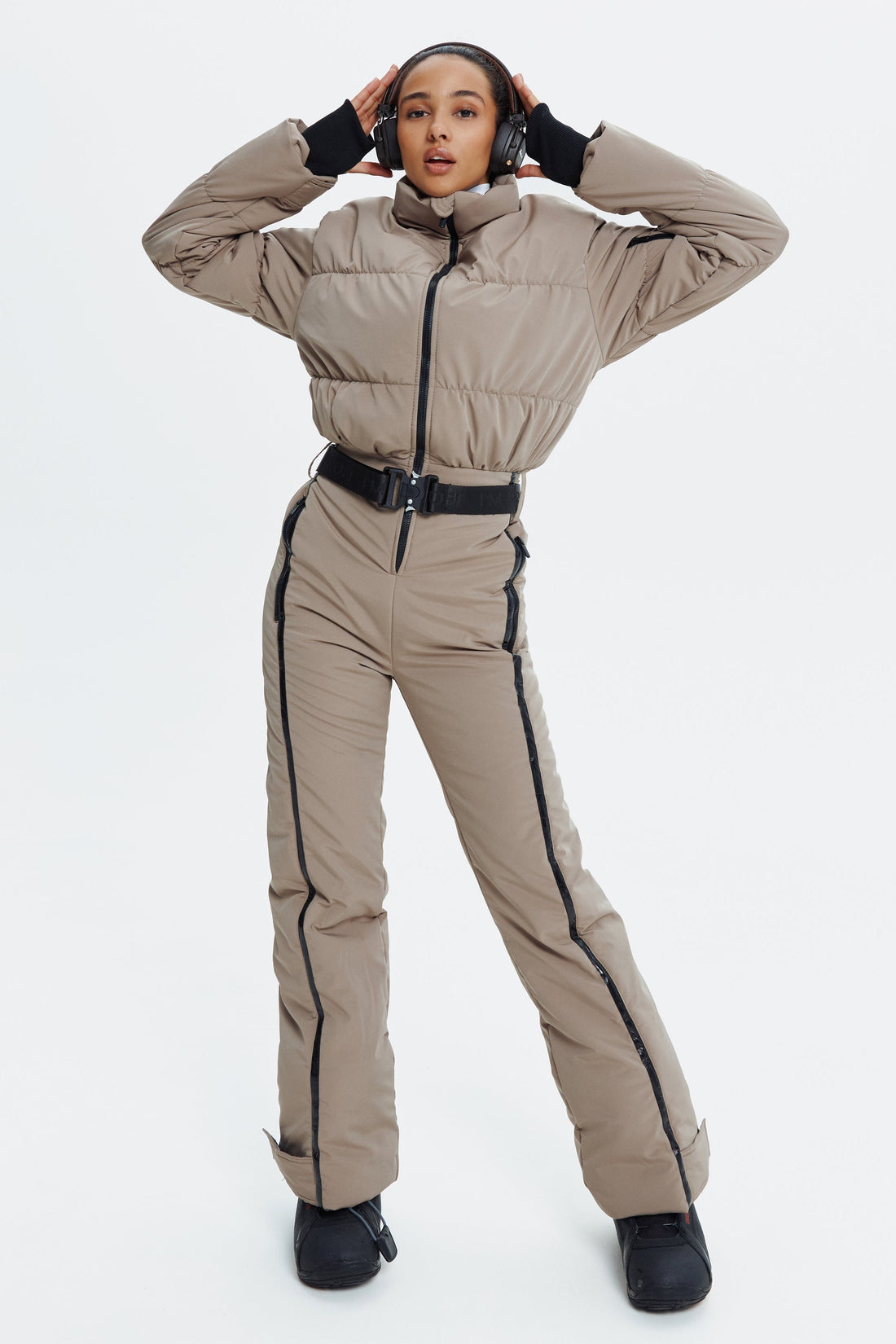 Brown ski suit GROFA - BROWN Ski jumpsuit one piece for winter women Winter warm clothing for snowboarding ski suit onesie