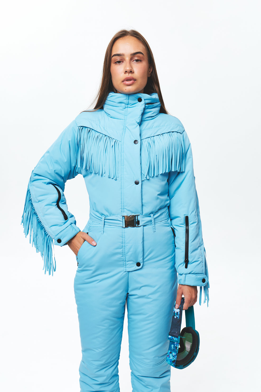 Winter ski suit with tassels - BONA - BABY BLUE - Fashion ski wear for ladies