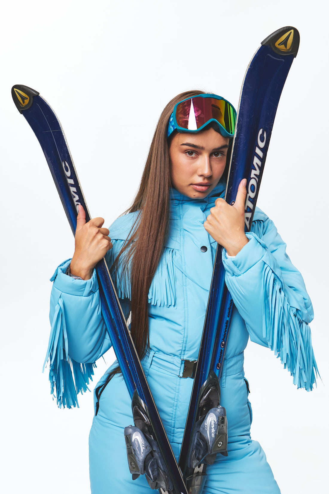 Winter ski suit with tassels - BONA - BABY BLUE - Fashion ski wear for ladies