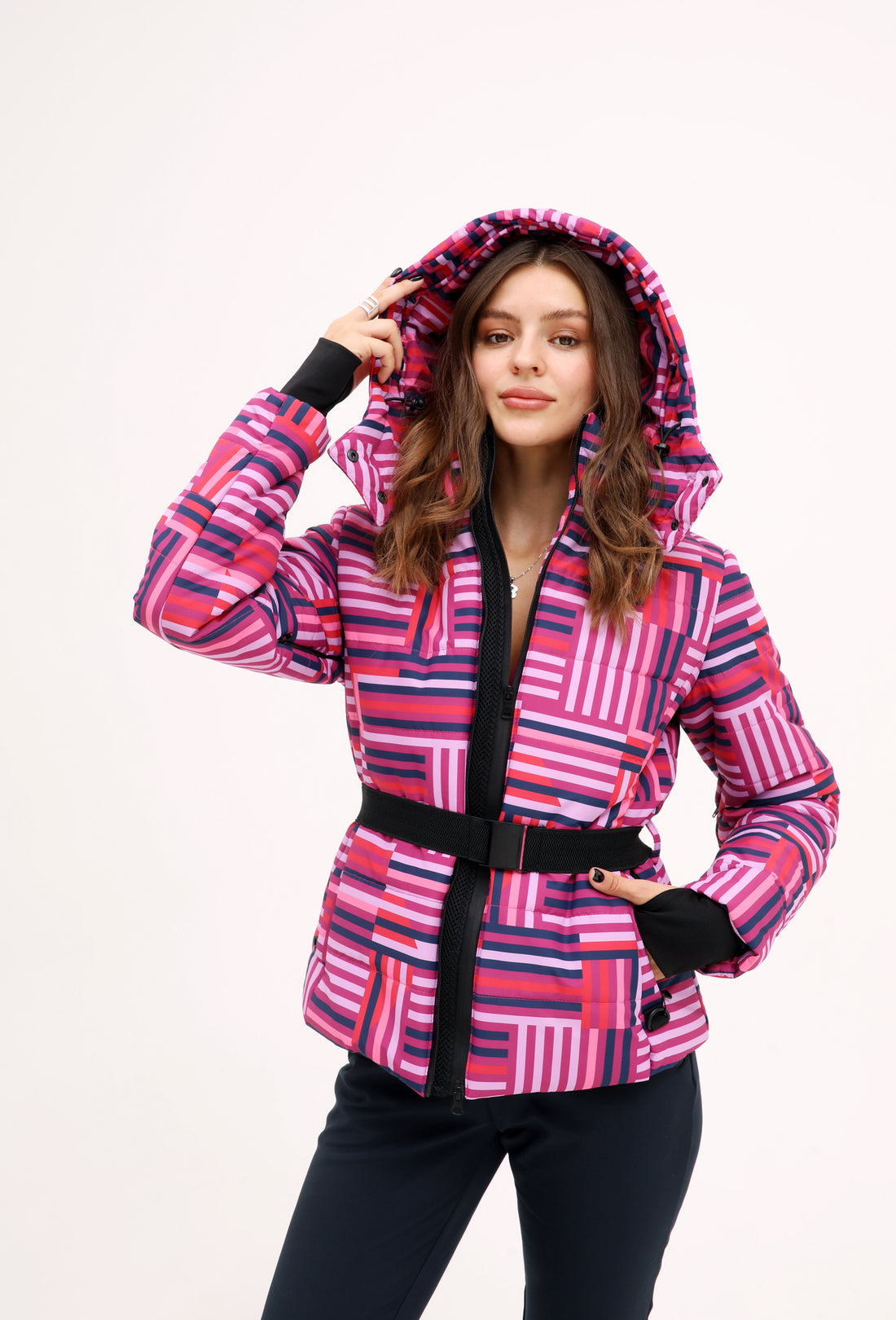 Pink pattern two piece ski outfit - McKinley Pink - Hot pink ski suit