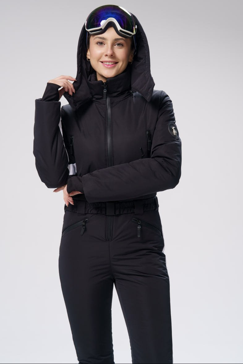 Membrane ski suit one-piece  - Bald - Black - Women's ski suit waterproof and insulated