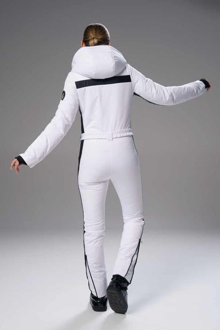 Winter activewear ski jumpsuit women  - Bald - White - Women's ski suit waterproof slim skinny fit