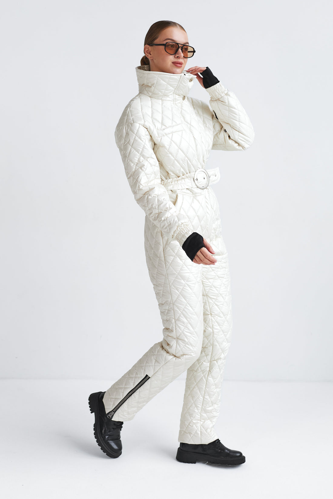 Ski wear warm pants onesie for ladies LUCANIA - IVORY Old money ski outfit