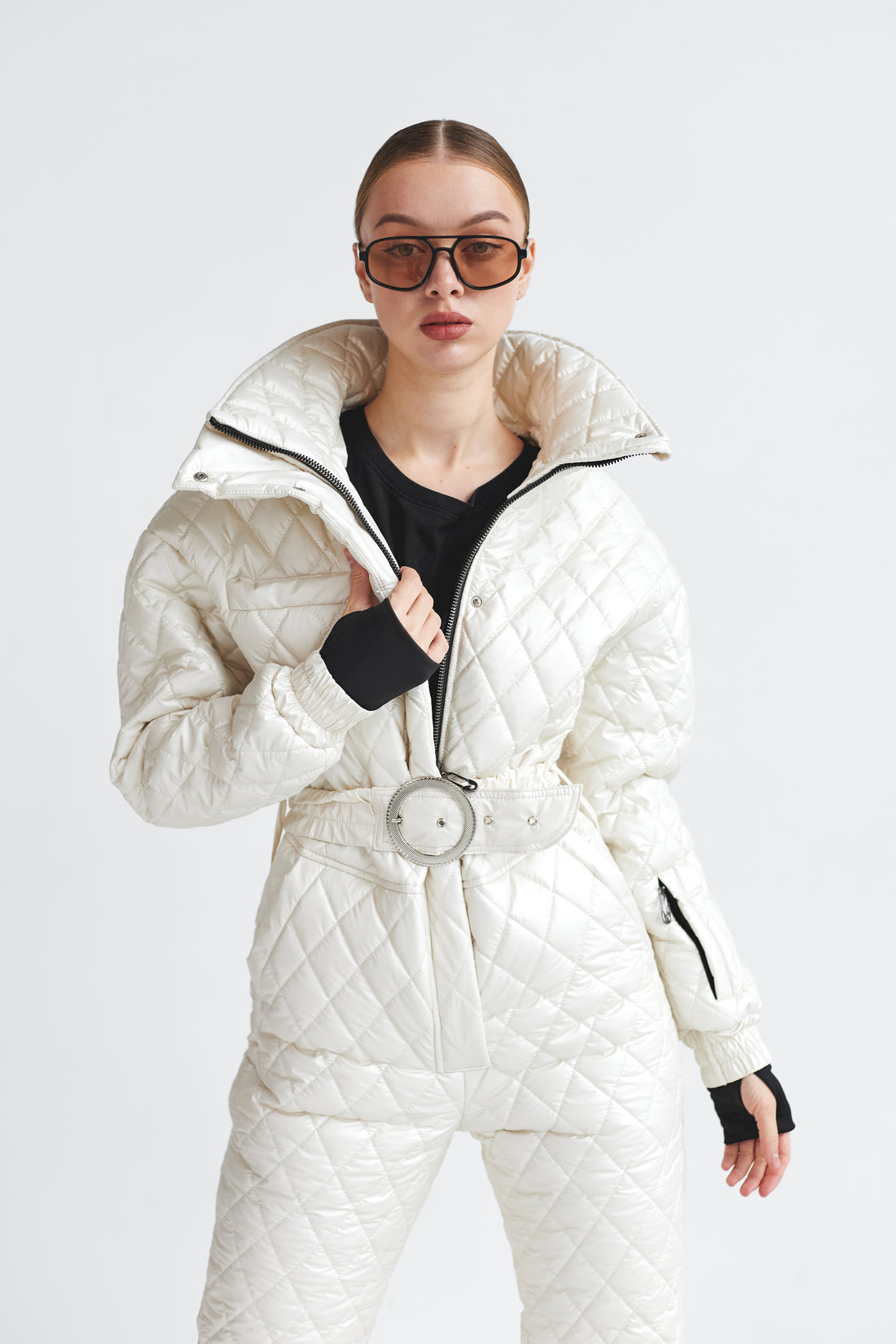 Ski wear warm pants onesie for ladies LUCANIA - IVORY Old money ski outfit