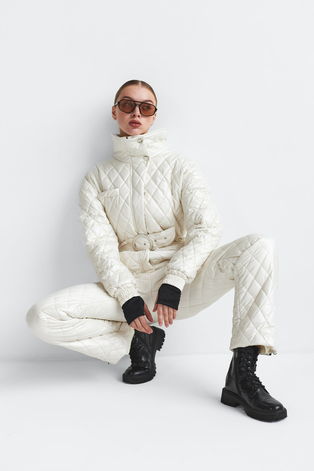 Ski wear warm pants onesie for ladies LUCANIA - IVORY Old money ski outfit