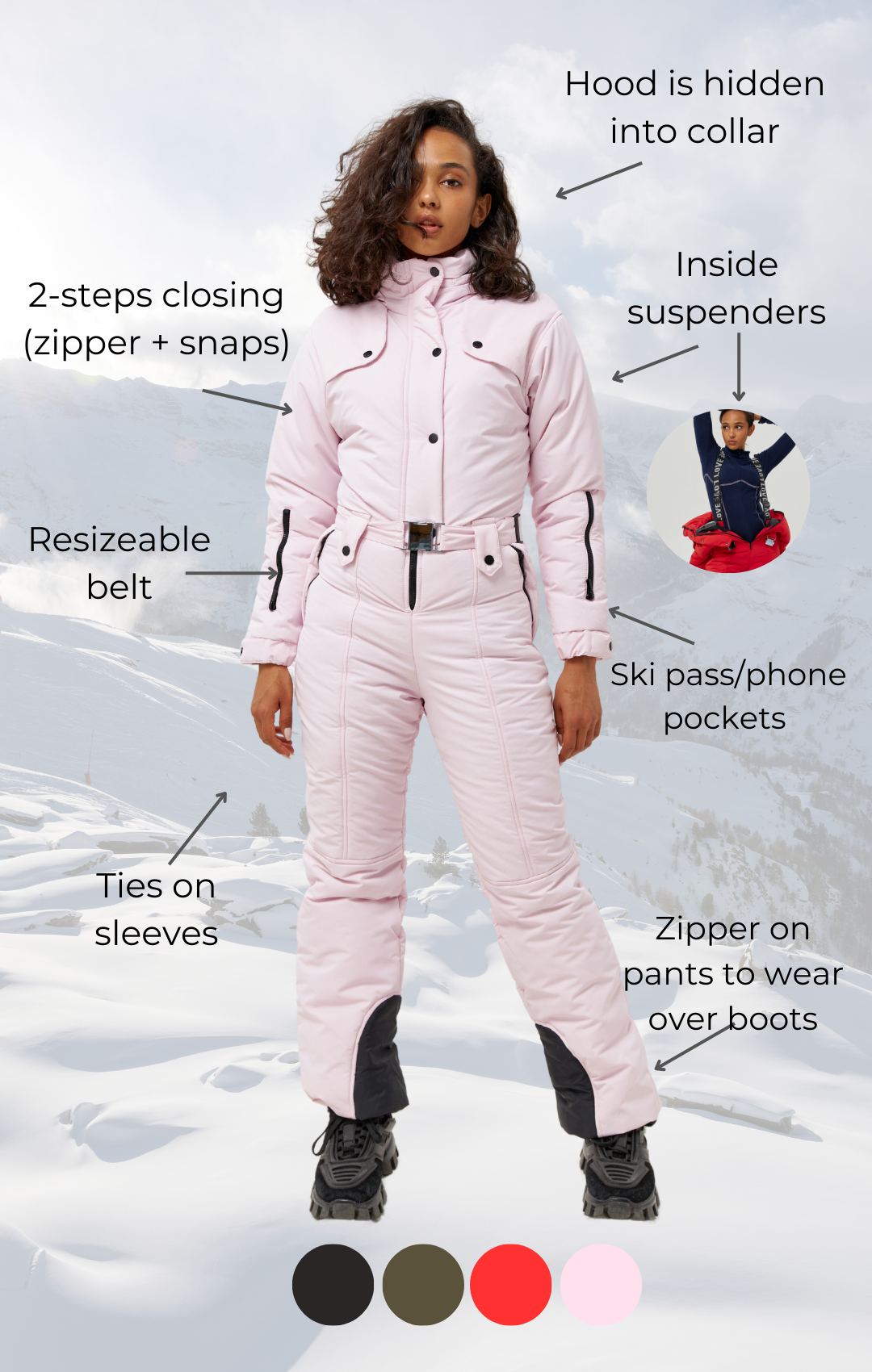 Red waterproof snowsuit - RAINIER - RED membrana - Winter onesie Red waterproof snowsuit - RAINIER - RED membrana - Winter onesie