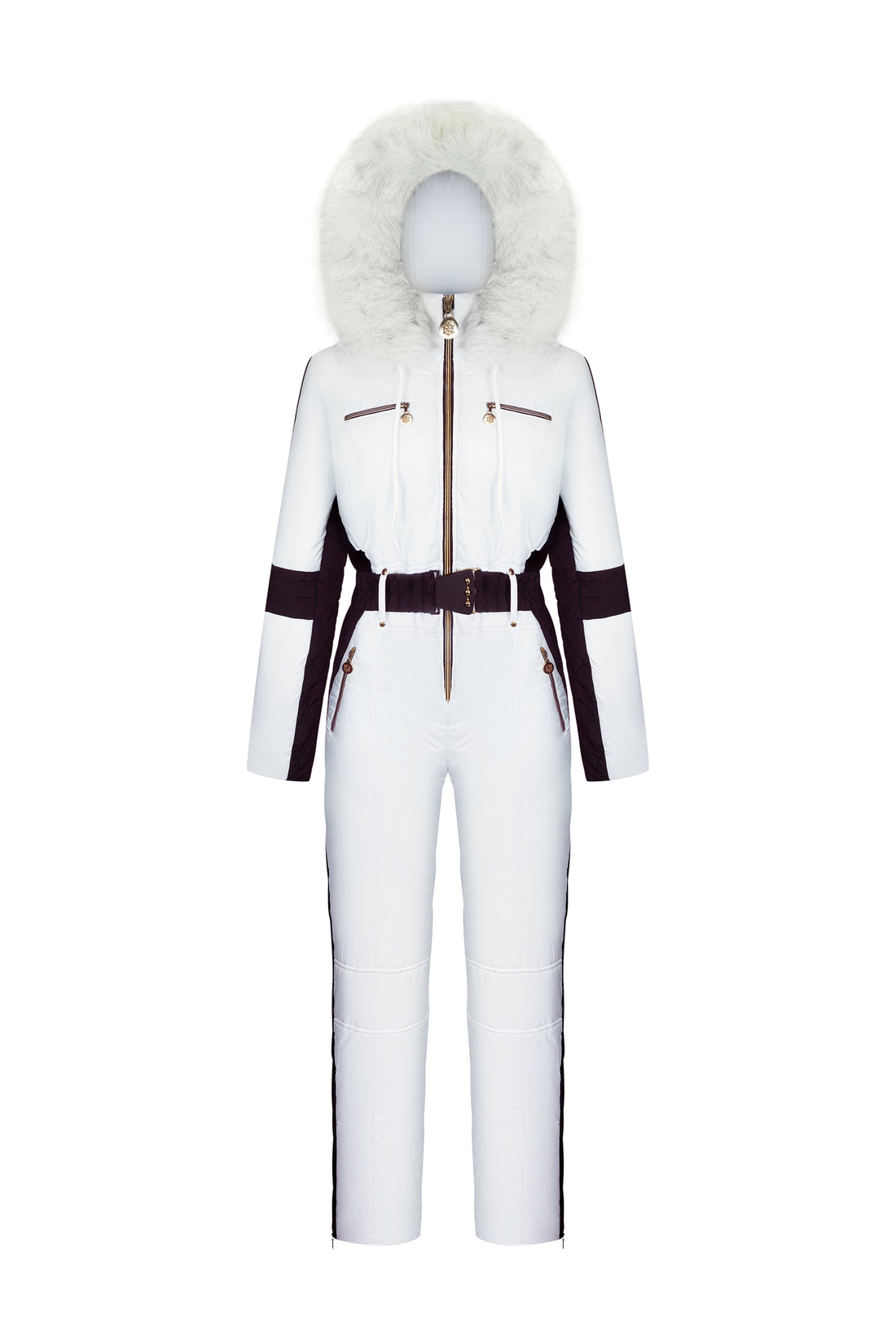 White ski suit DENALI - WHITE- with black side stripes snowsuit sport outfit