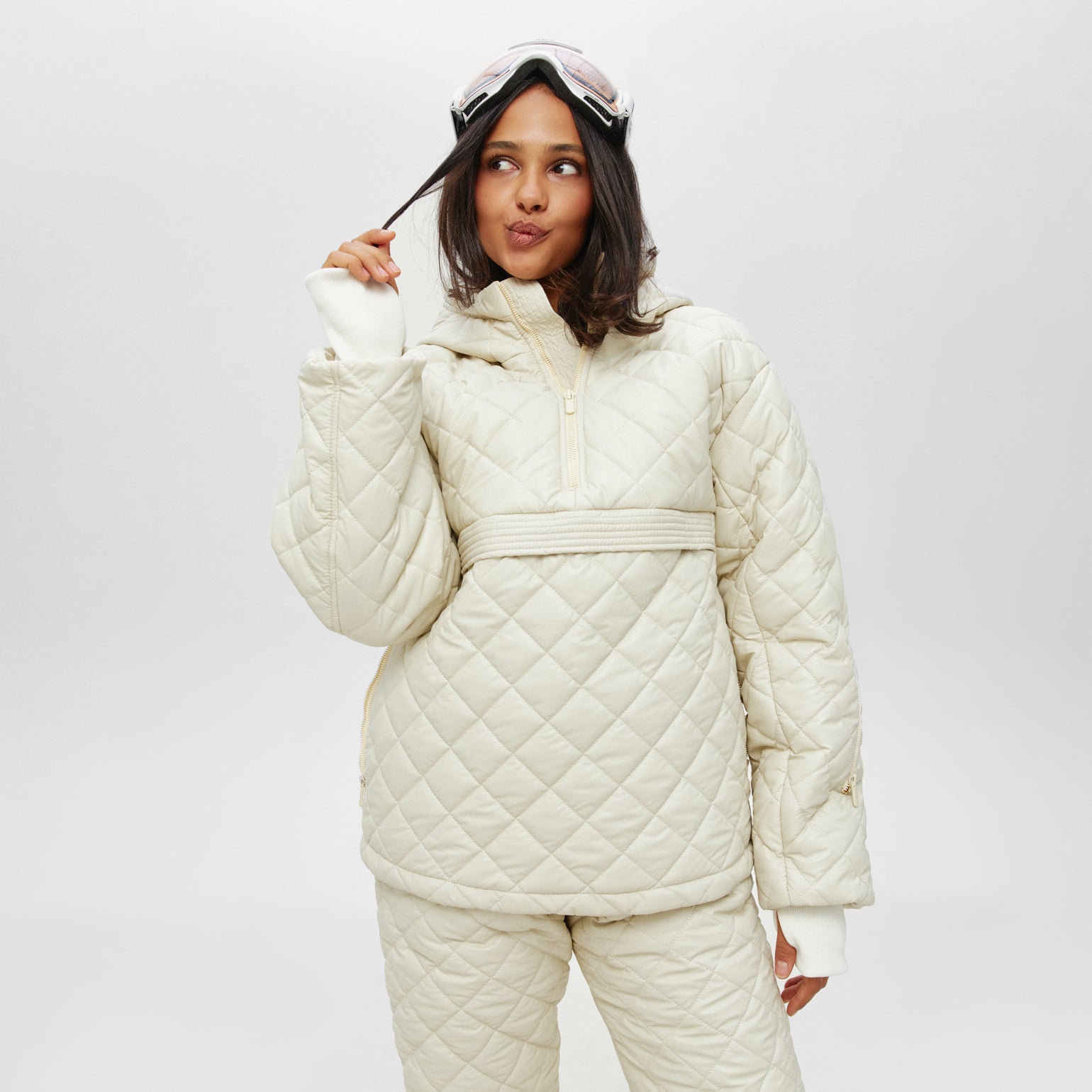 Ivory two piece snowsuit - ATLAS - Ivory ski suit - Women winter