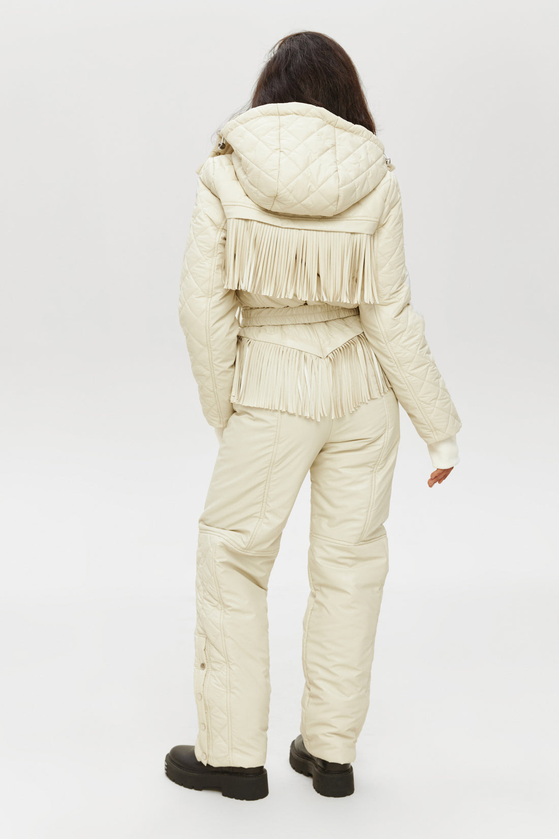 Ivory skisuit LOGAN - Ivory fringe - Stylish ski clothing women's for ski vacation outfits