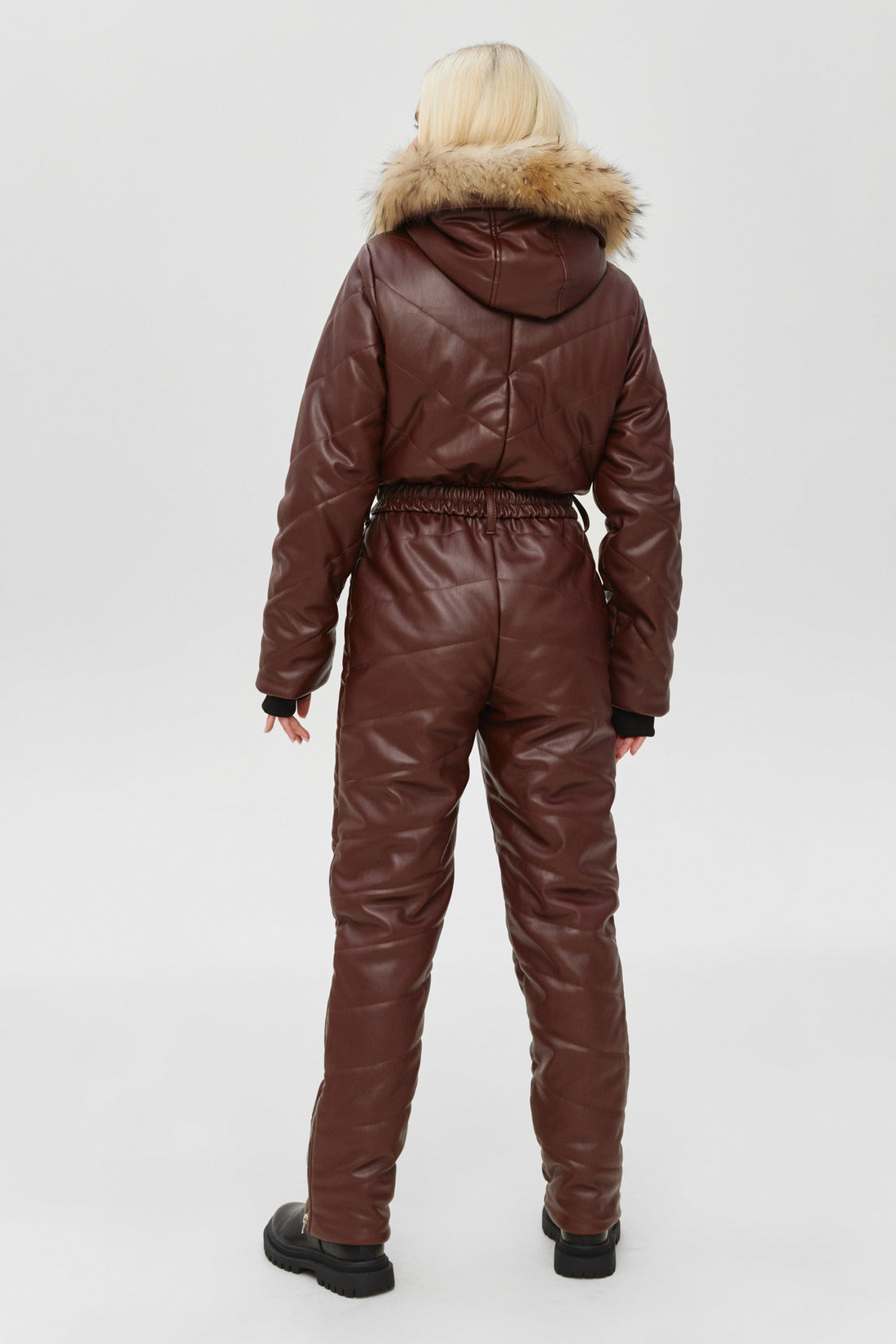 Warm ski pants and jacket one piece suit ELIAS - BROWN funny skisuit women's