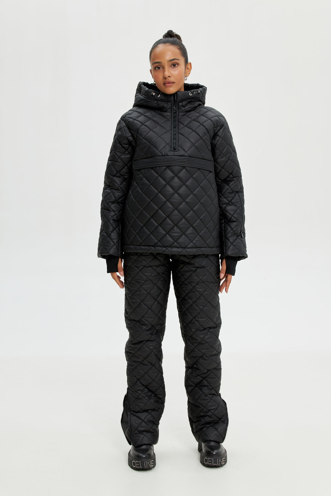 Black two piece snowsuit - ATLAS - Black ski suit - Women winter outwear
