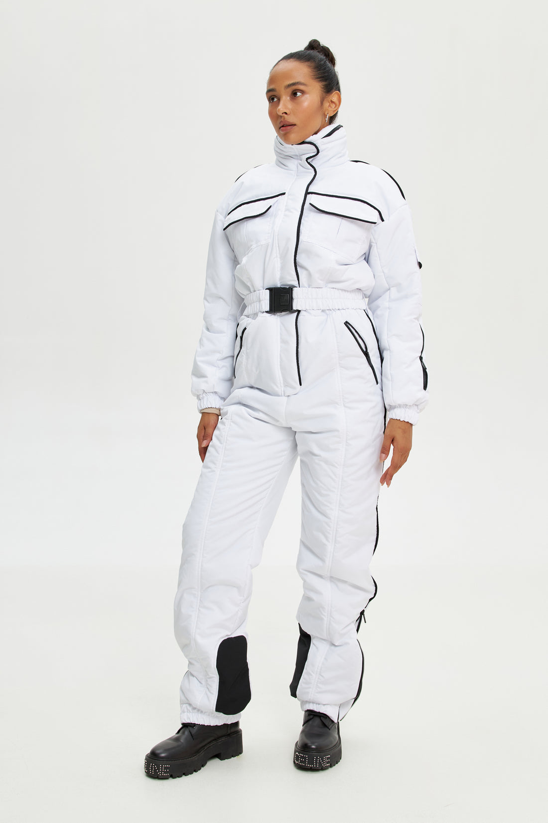White ski suit BLANC - WHITE with black edging - Ladies ski wear snowsuit