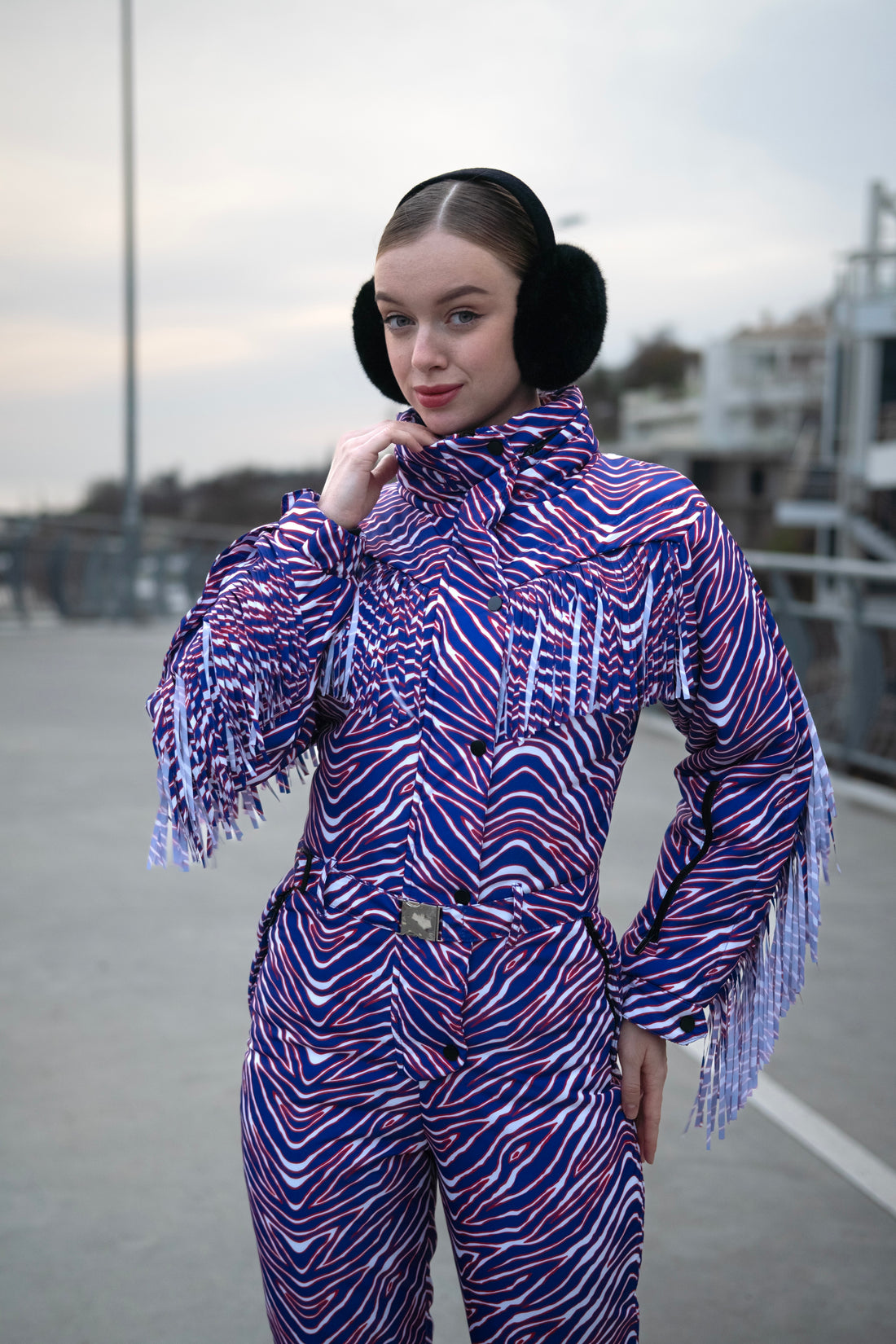 Ski suit women onesie fringed - BONA - Zubaz - Football winter sport warm jumpsuit