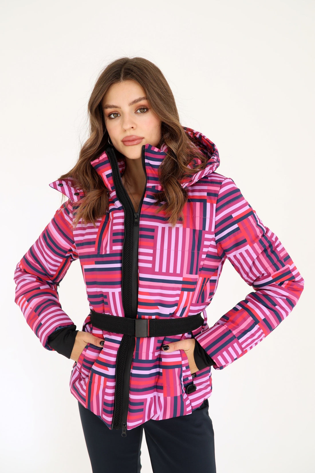 Pink pattern two piece ski outfit - McKinley Pink - Hot pink ski suit