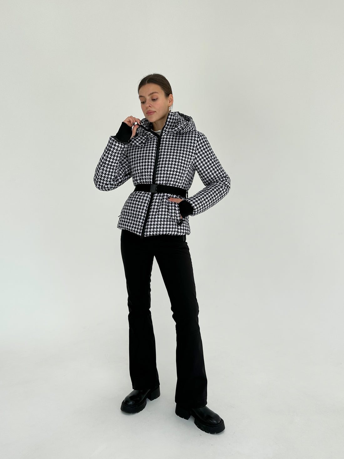 Houndstooth pattern two piece ski outfit - McKinley Houndstooth - Black ski suit