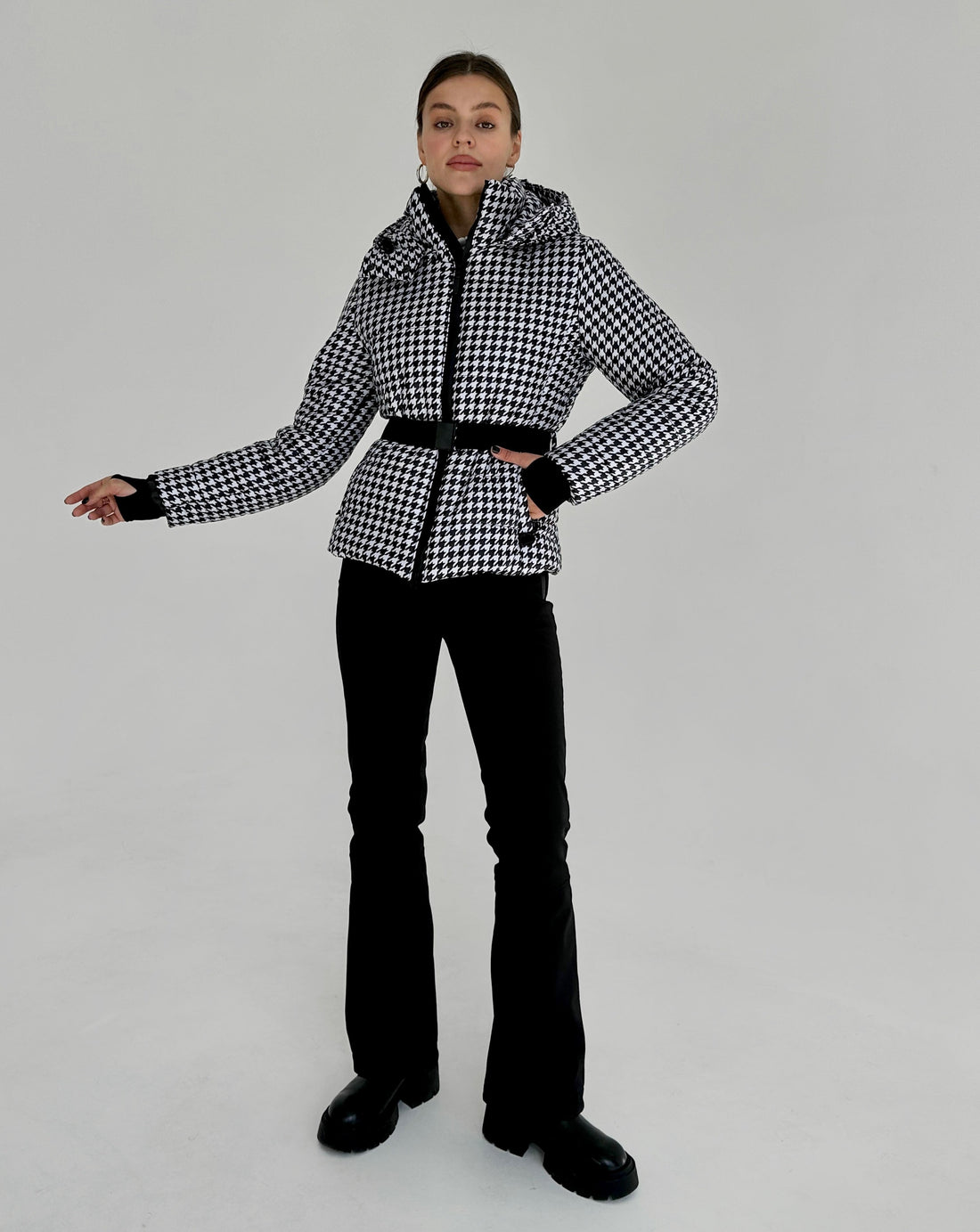 Houndstooth pattern two piece ski outfit - McKinley Houndstooth - Black ski suit