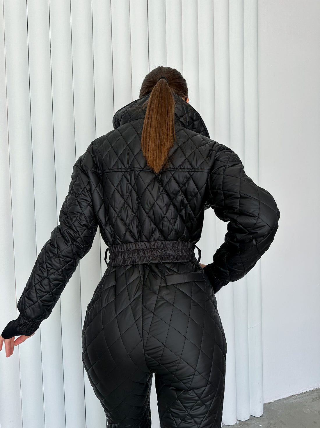 Black ski suit quilted warm jumpsuit for winter LUCANIA - BLACK Ladies ski clothing warm for winter sport