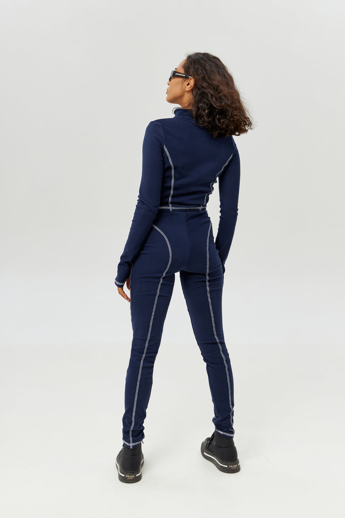 Base layers for skiing women's - Navy blue two piece set for winter - Best thermals for women